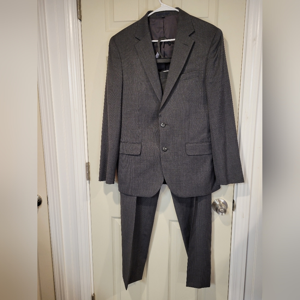 Jos A Bank 1905 Organica Wool Suit 40R / 34x31 Grey Micro Houndstooth brrr°